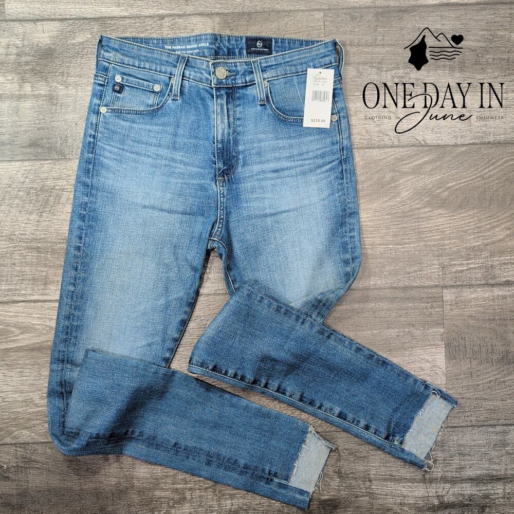 AG Adriano Goldschmied Farrah Skinny Ankle High Rise Raw Hem NWT $215 Size 4 (27